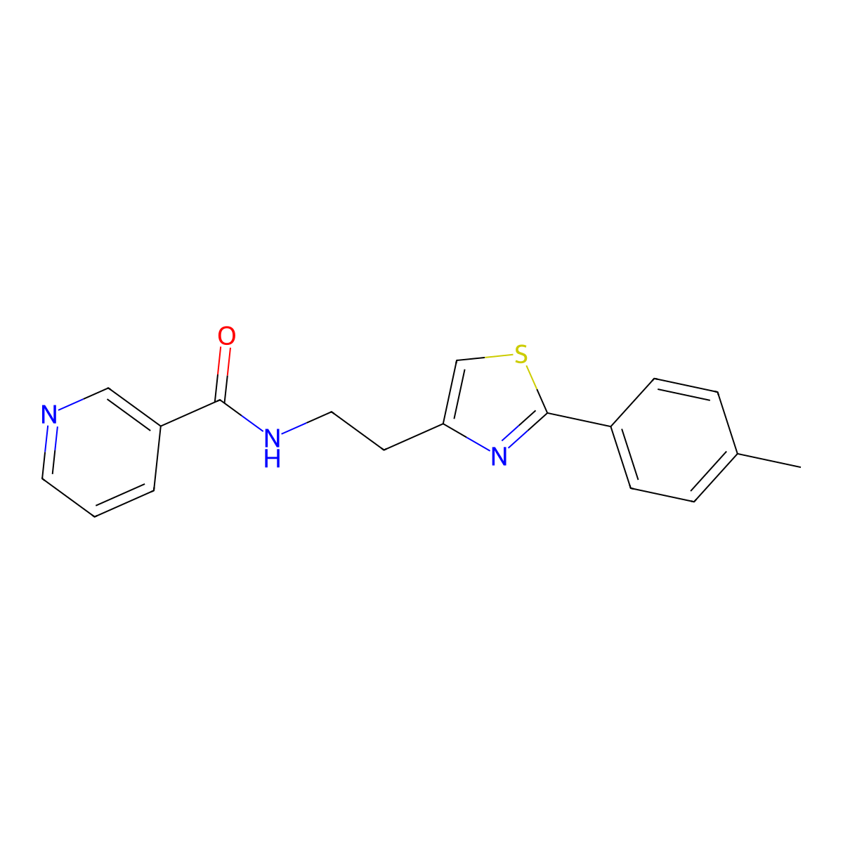N-{2-[2-(4-methylphenyl)-1,3-thiazol-4-yl]ethyl}pyridine-3-carboxamide molecular structure, CAS 861211-25-8