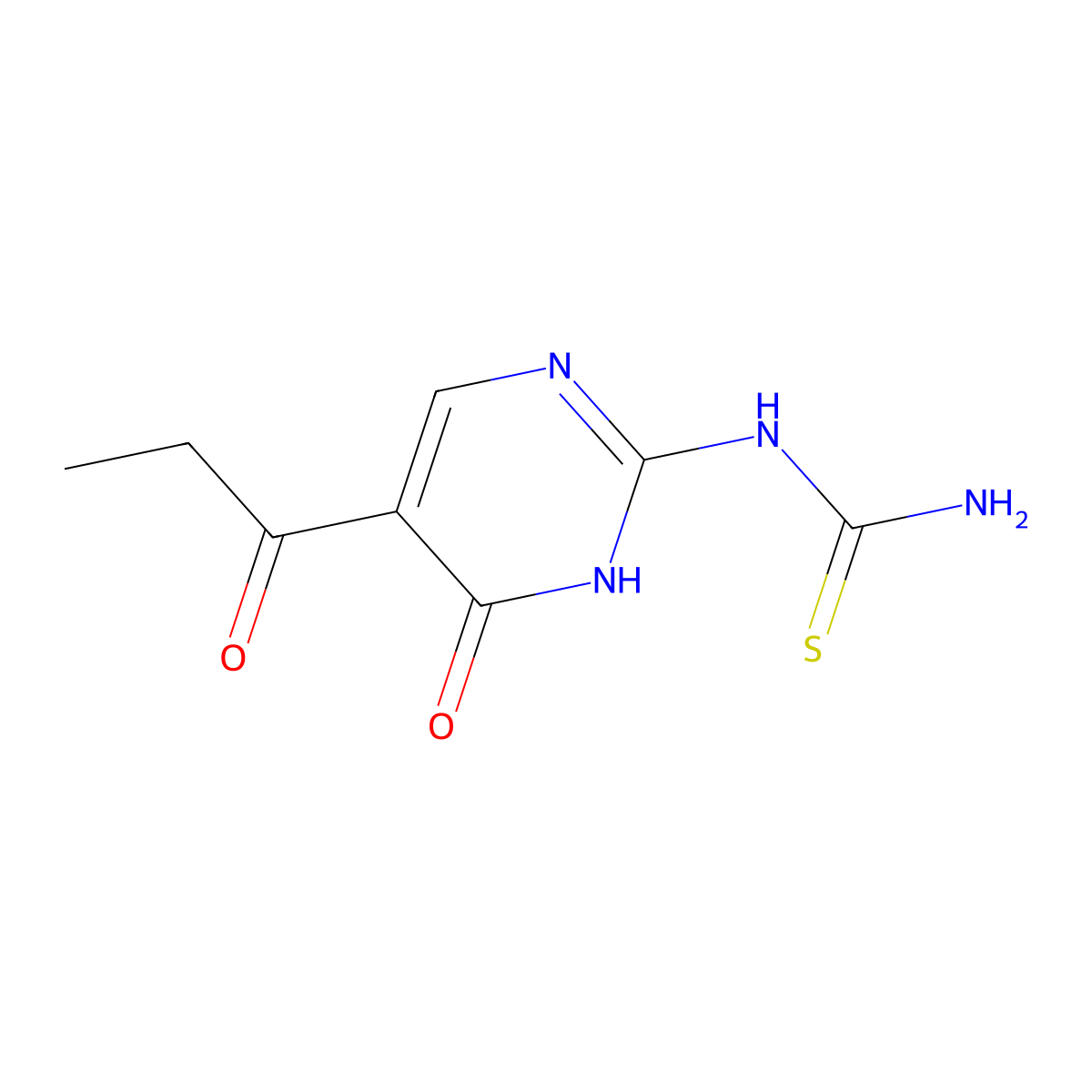 N-(6-oxo-5-propionyl-1,6-dihydro-2-pyrimidinyl)thiourea molecular structure, CAS 861211-26-9