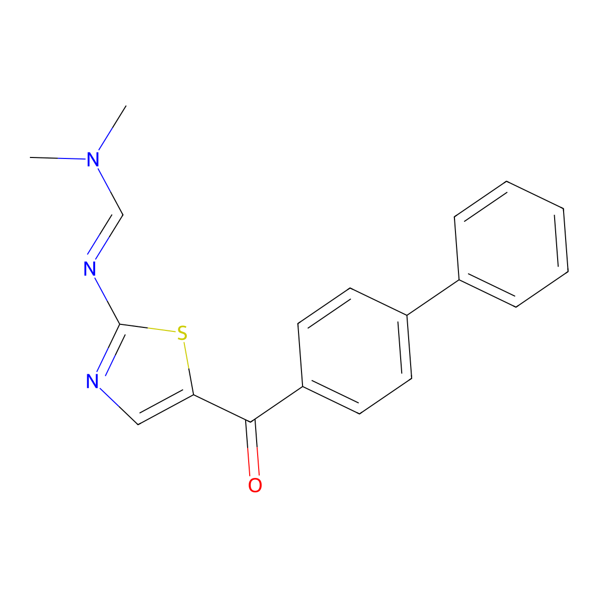 N,N-dimethyl-N'-[5-(4-phenylbenzoyl)-1,3-thiazol-2-yl]methanimidamide molecular structure, CAS 861211-31-6
