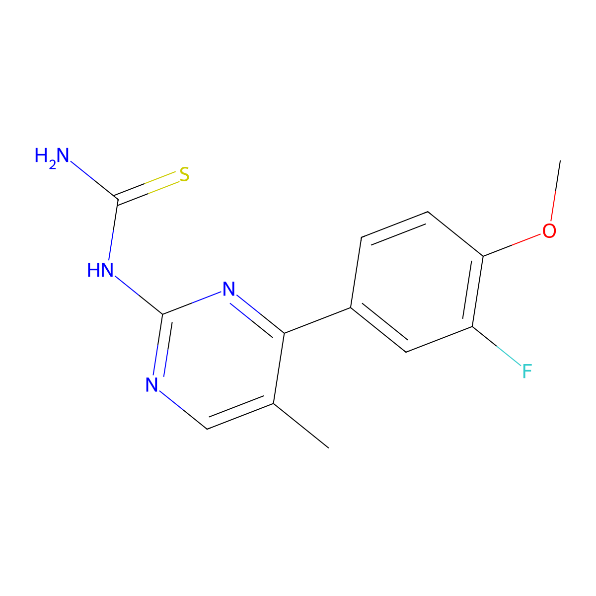 [4-(3-Fluoro-4-methoxyphenyl)-5-methylpyrimidin-2-yl]thiourea molecular structure, CAS 861211-32-7