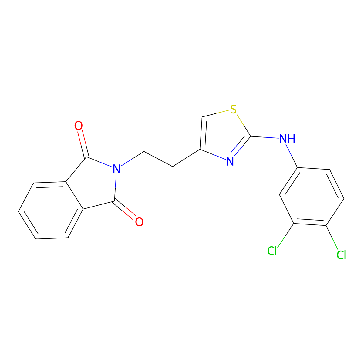 2-{2-[2-(3,4-dichloroanilino)-1,3-thiazol-4-yl]ethyl}-1H-isoindole-1,3(2H)-dione molecular structure, CAS 861211-34-9
