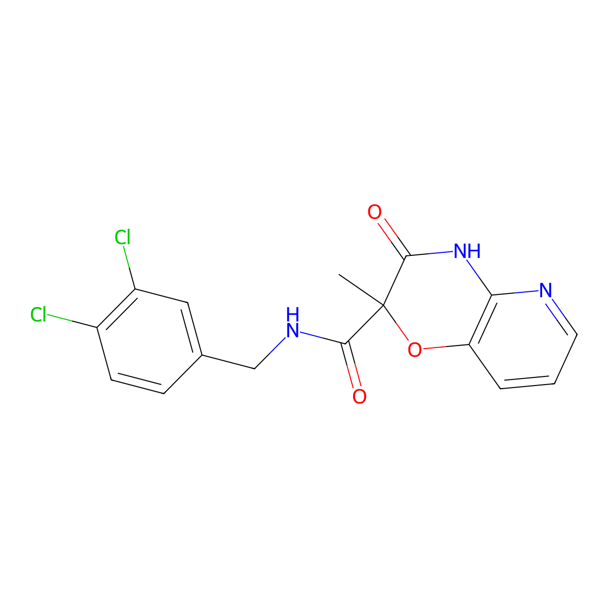N-(3,4-dichlorobenzyl)-2-methyl-3-oxo-3,4-dihydro-2H-pyrido[3,2-b][1,4]oxazine-2-carboxamide molecular structure, CAS 861211-39-4