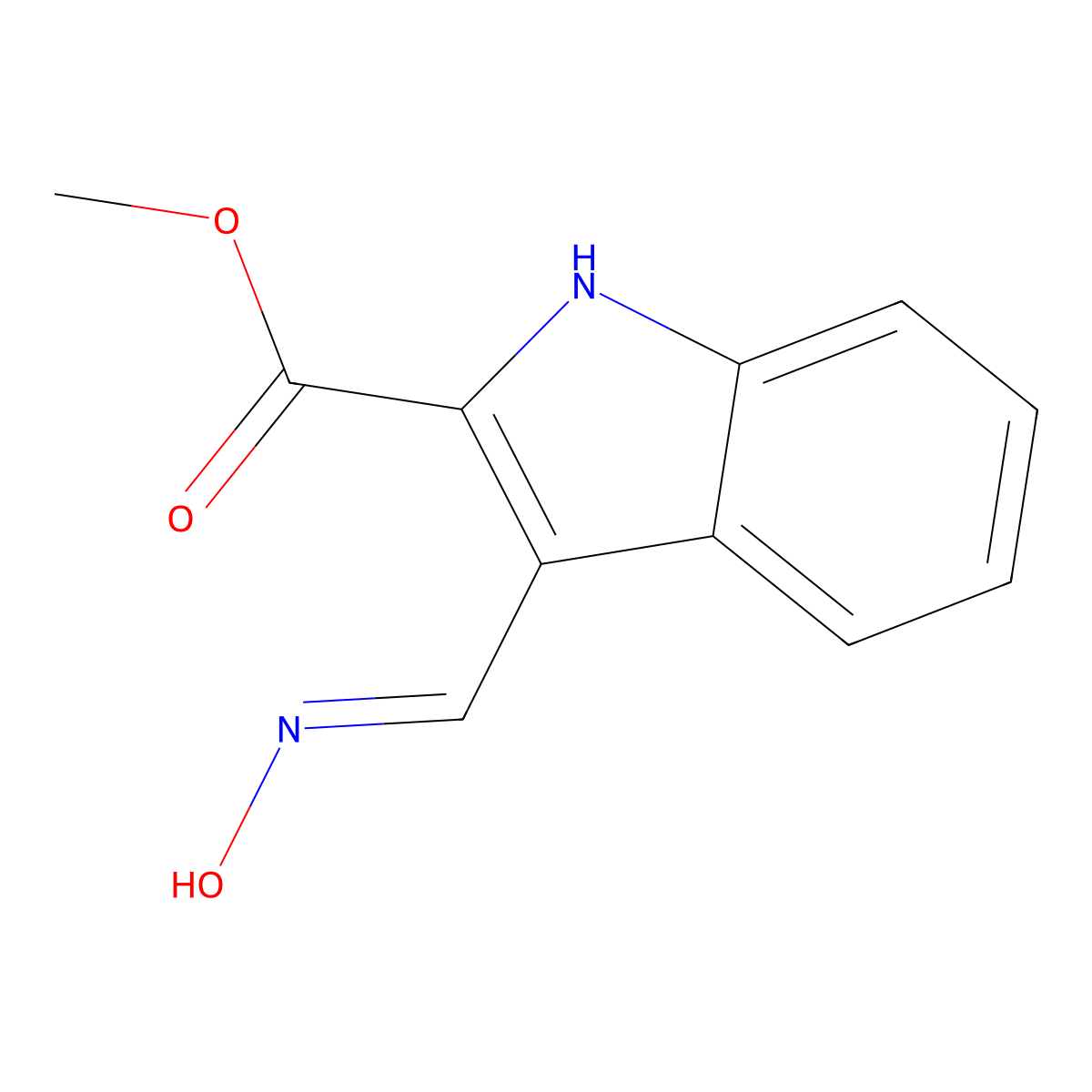 Methyl 3-((hydroxyimino)methyl)-1H-indole-2-carboxylate molecular structure, CAS 861211-41-8