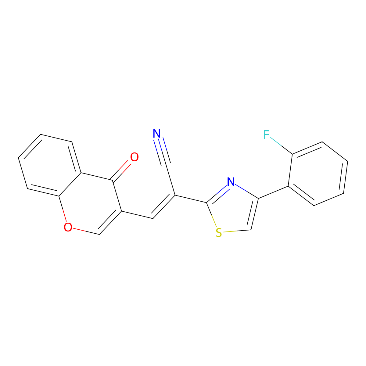(2E)-2-[4-(2-fluorophenyl)-1,3-thiazol-2-yl]-3-(4-oxo-4H-chromen-3-yl)prop-2-enenitrile molecular structure, CAS 861211-44-1
