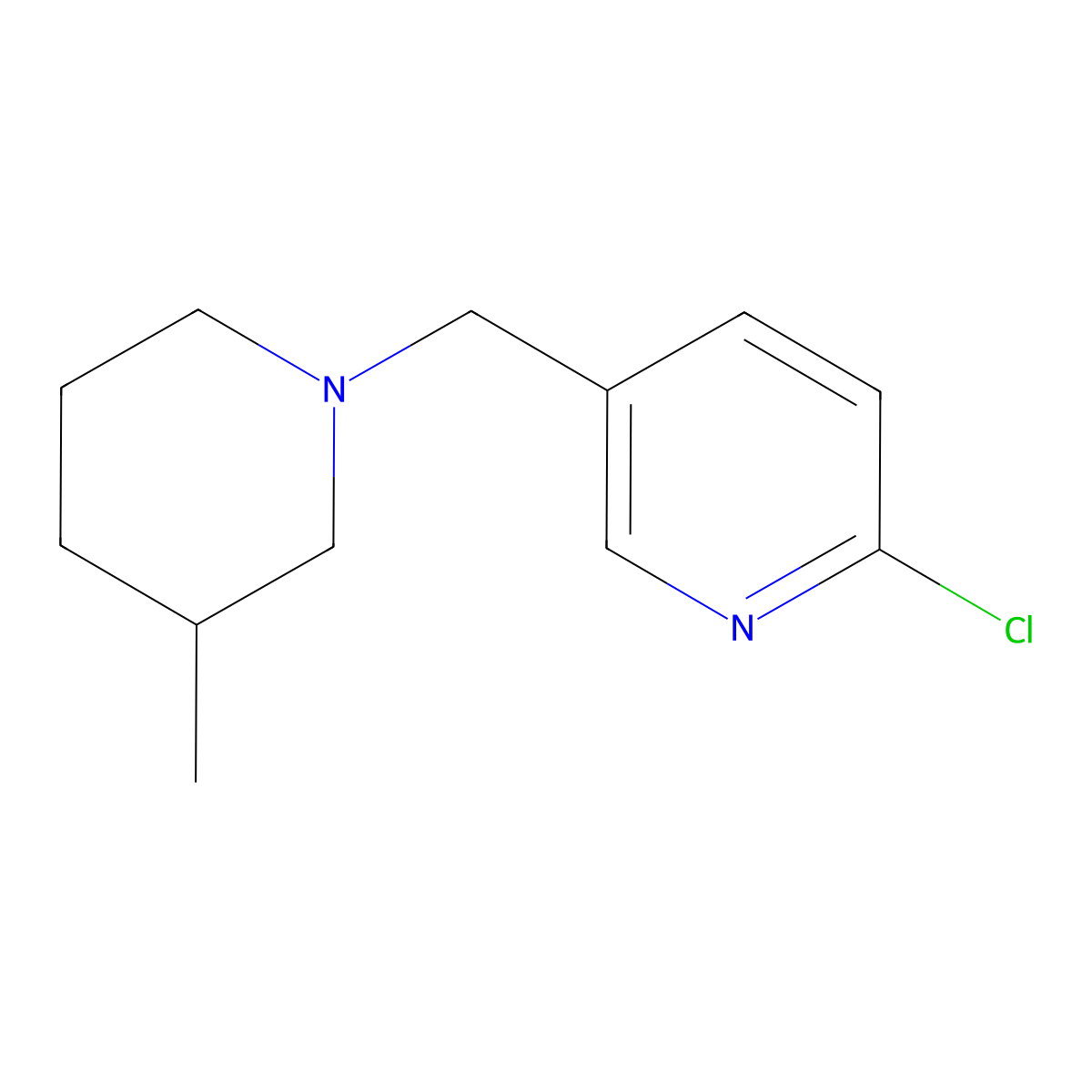 2-Chloro-5-[(3-methylpiperidin-1-yl)methyl]pyridine molecular structure, CAS 861211-47-4