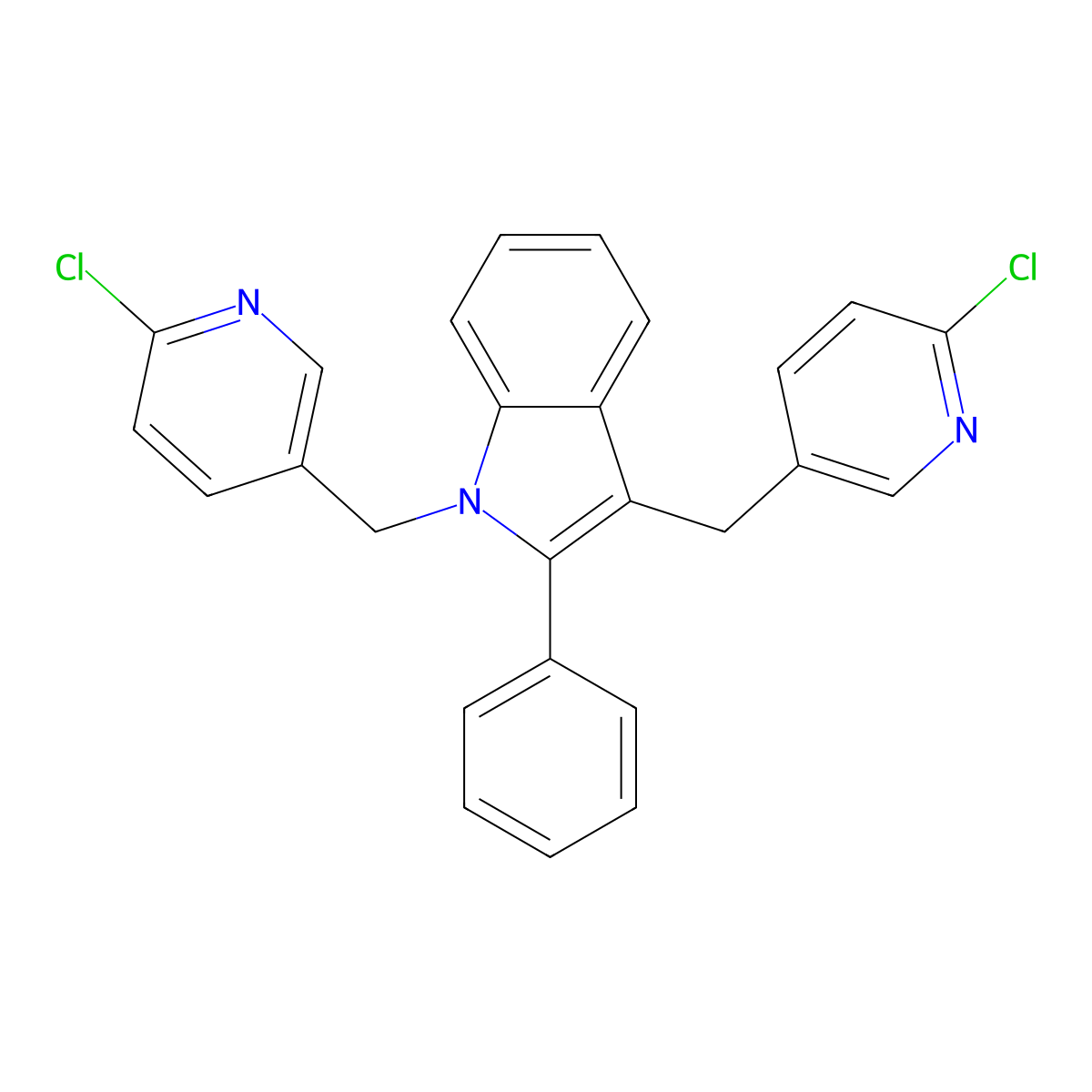 1,3-Bis[(6-chloropyridin-3-yl)methyl]-2-phenylindole molecular structure, CAS 861211-50-9