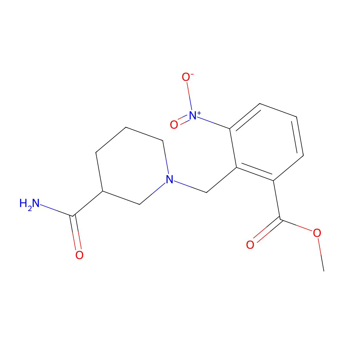 Methyl 2-[(3-carbamoylpiperidin-1-yl)methyl]-3-nitrobenzoate molecular structure, CAS 861211-57-6