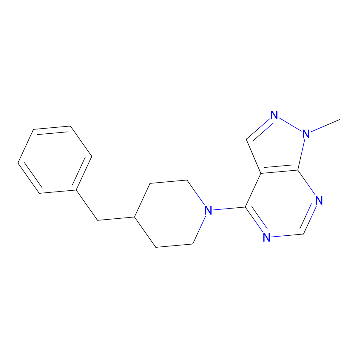 4-(4-Benzylpiperidin-1-yl)-1-methylpyrazolo[3,4-d]pyrimidine molecular structure, CAS 861211-59-8