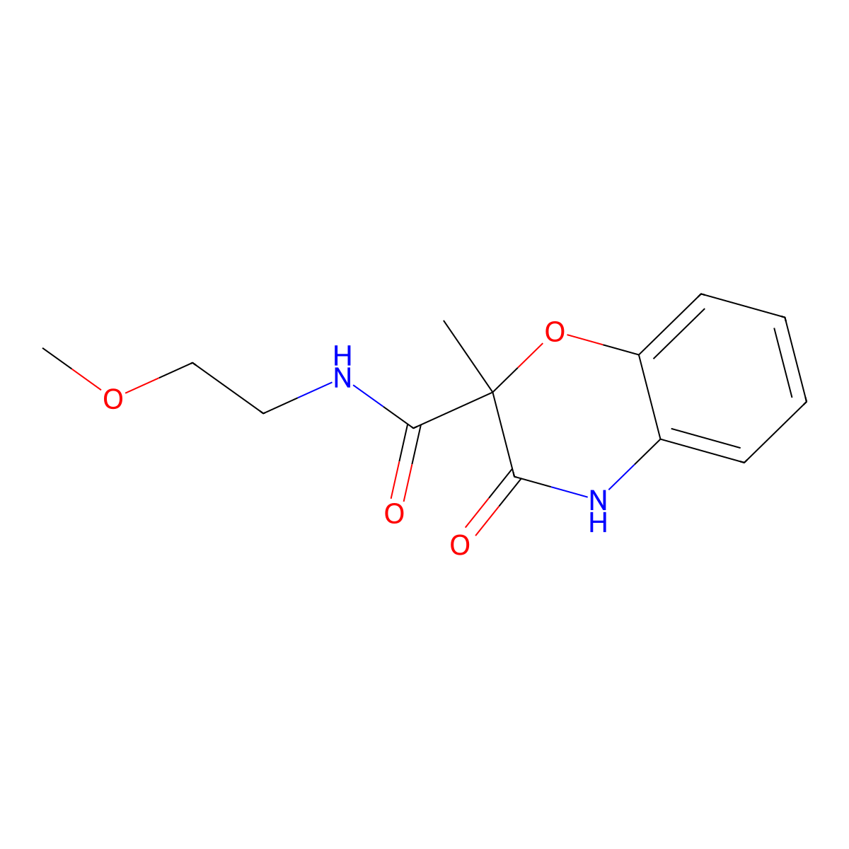 N-(2-methoxyethyl)-2-methyl-3-oxo-3,4-dihydro-2H-1,4-benzoxazine-2-carboxamide molecular structure, CAS 861211-65-6