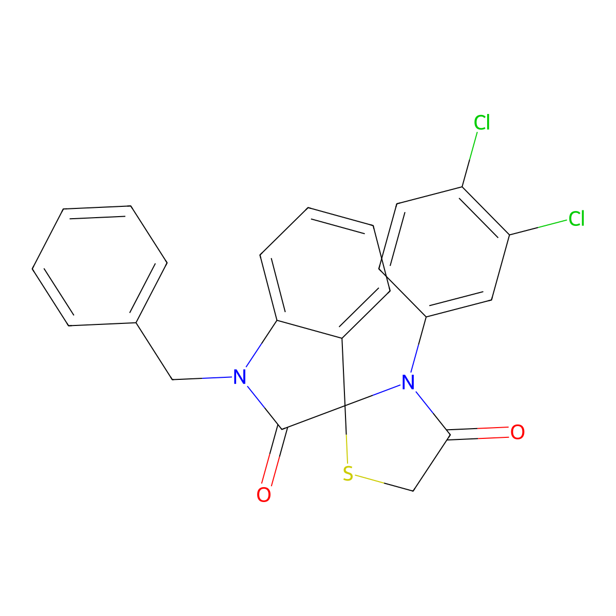 Spiro 3-[1-benzyl oxindyl]-2'-[3'-(3,4-dichlorophenyl)thiazolidin-4-one] molecular structure, CAS 861211-75-8