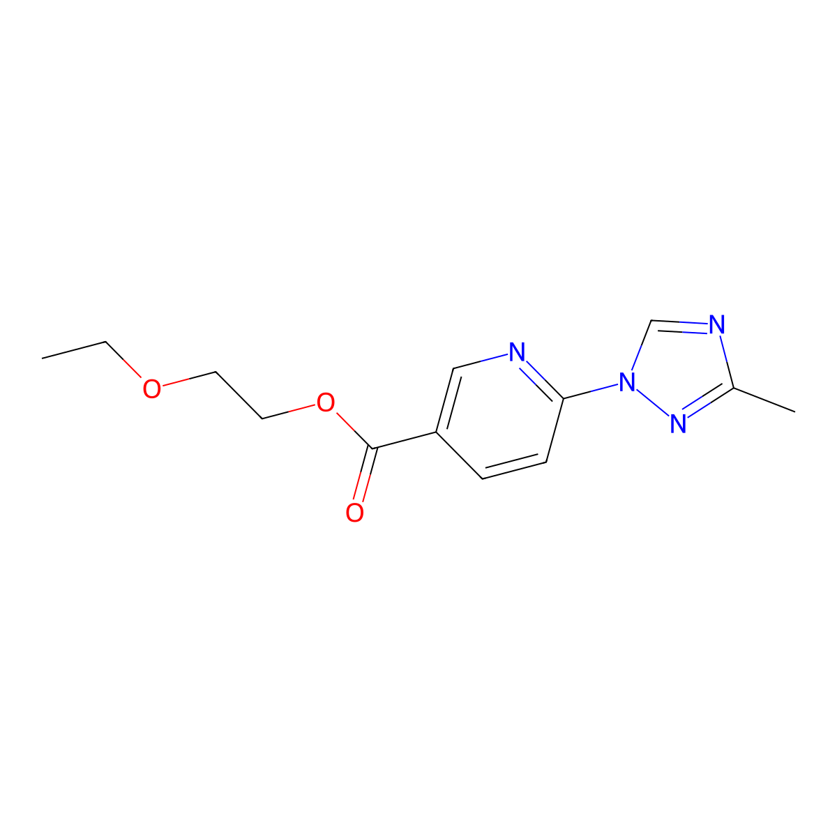 2-ethoxyethyl 6-(3-methyl-1H-1,2,4-triazol-1-yl)nicotinate molecular structure, CAS 861211-83-8