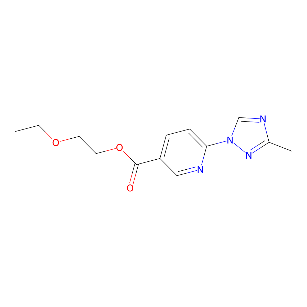 2-ethoxyethyl 6-(3-methyl-1H-1,2,4-triazol-1-yl)nicotinate molecular structure, CAS 861211-83-8