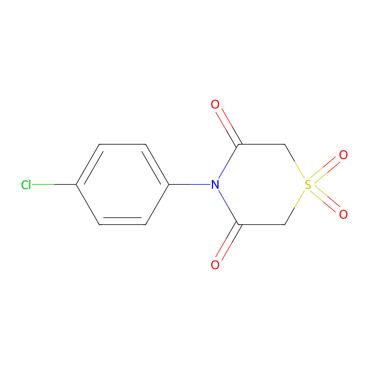 4-(4-Chlorophenyl)-1,1-dioxo-1,4-thiazinane-3,5-dione molecular structure, CAS 861211-90-7