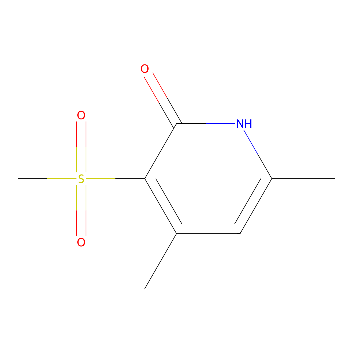 4,6-dimethyl-3-(methylsulfonyl)-2(1H)-pyridinone molecular structure, CAS 861212-00-2
