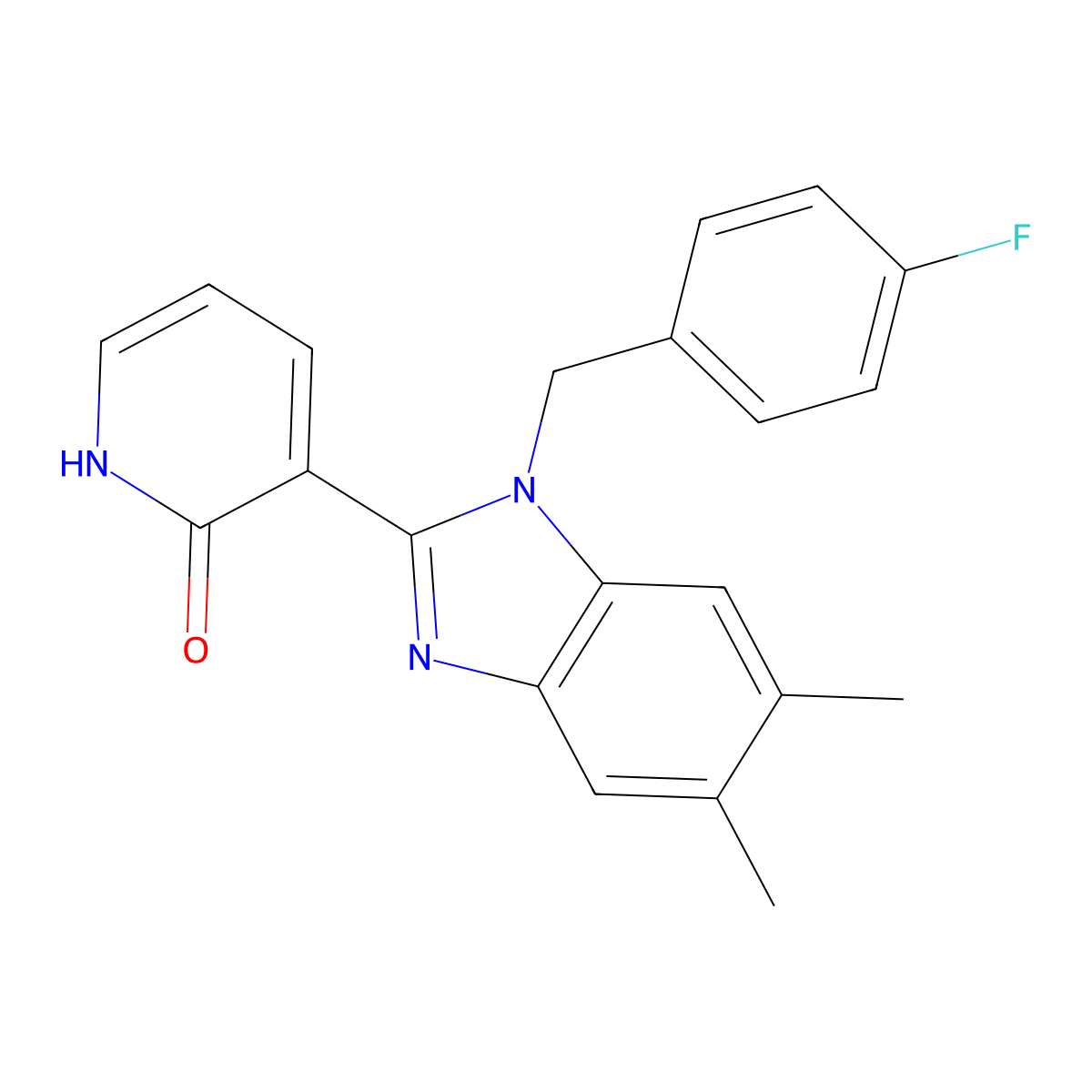 3-[1-(4-fluorobenzyl)-5,6-dimethyl-1H-1,3-benzimidazol-2-yl]-2(1H)-pyridinone molecular structure, CAS 861212-05-7