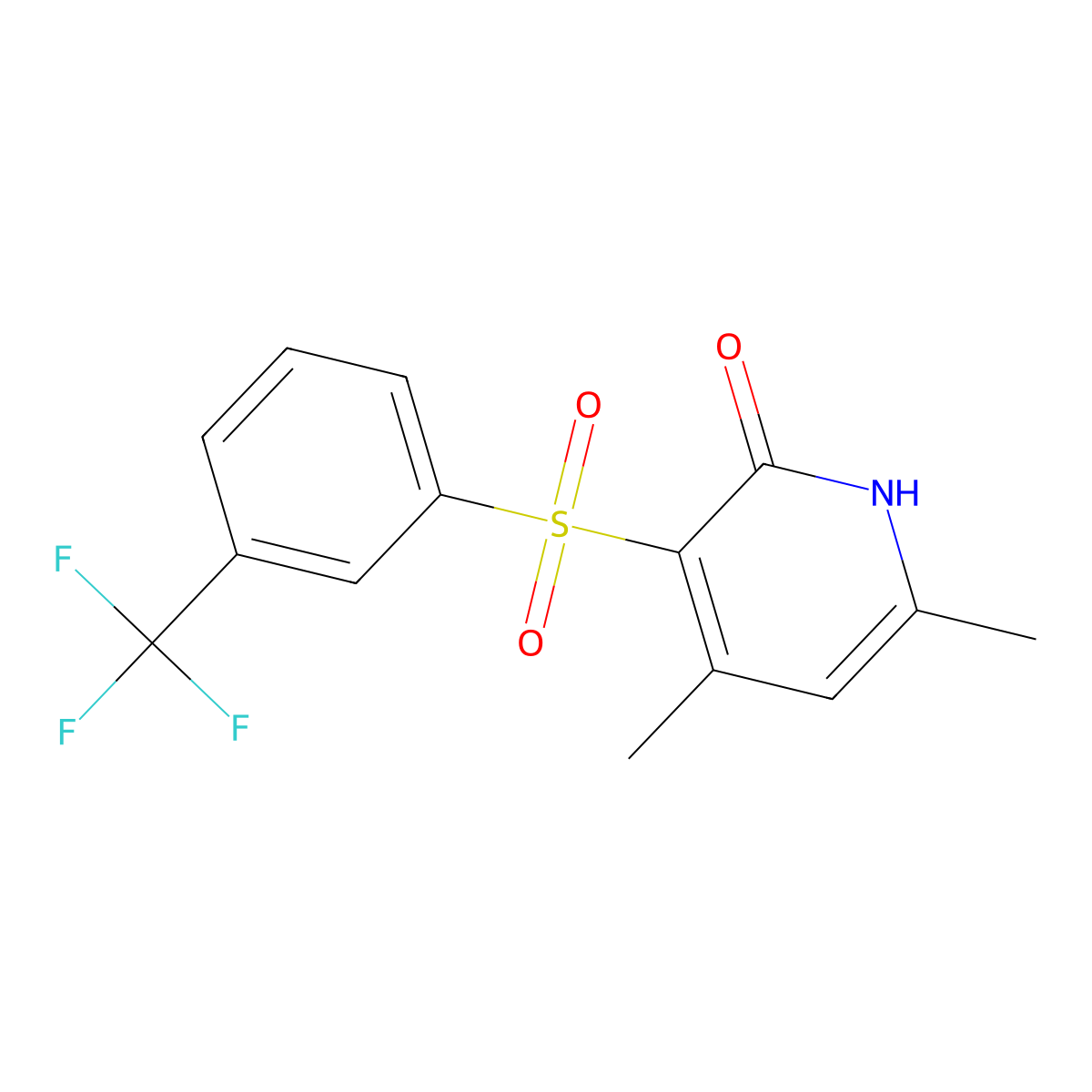 4,6-dimethyl-3-{[3-(trifluoromethyl)phenyl]sulfonyl}-2(1H)-pyridinone molecular structure, CAS 861212-06-8