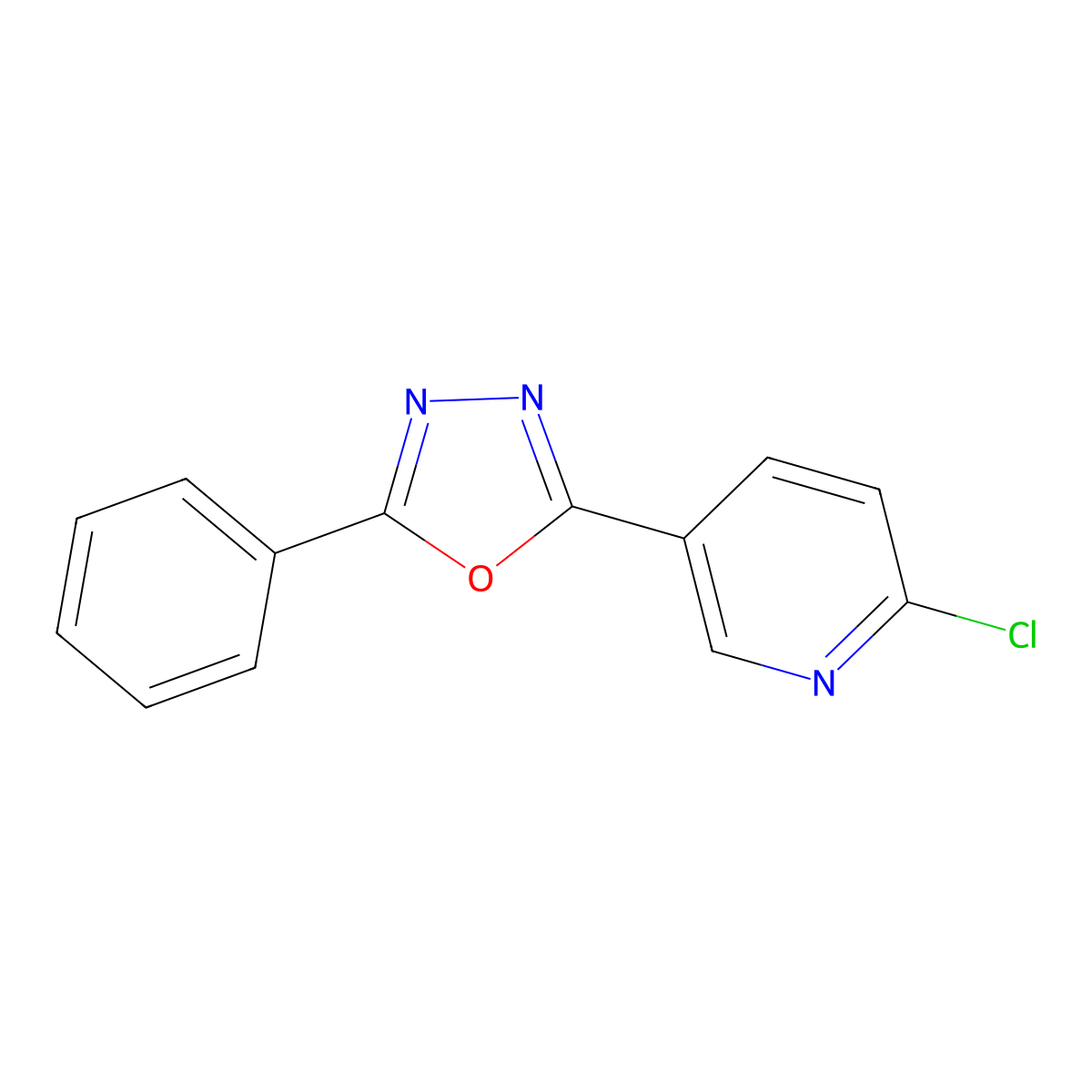 2-Chloro-5-(5-phenyl-1,3,4-oxadiazol-2-yl)pyridine molecular structure, CAS 861212-07-9