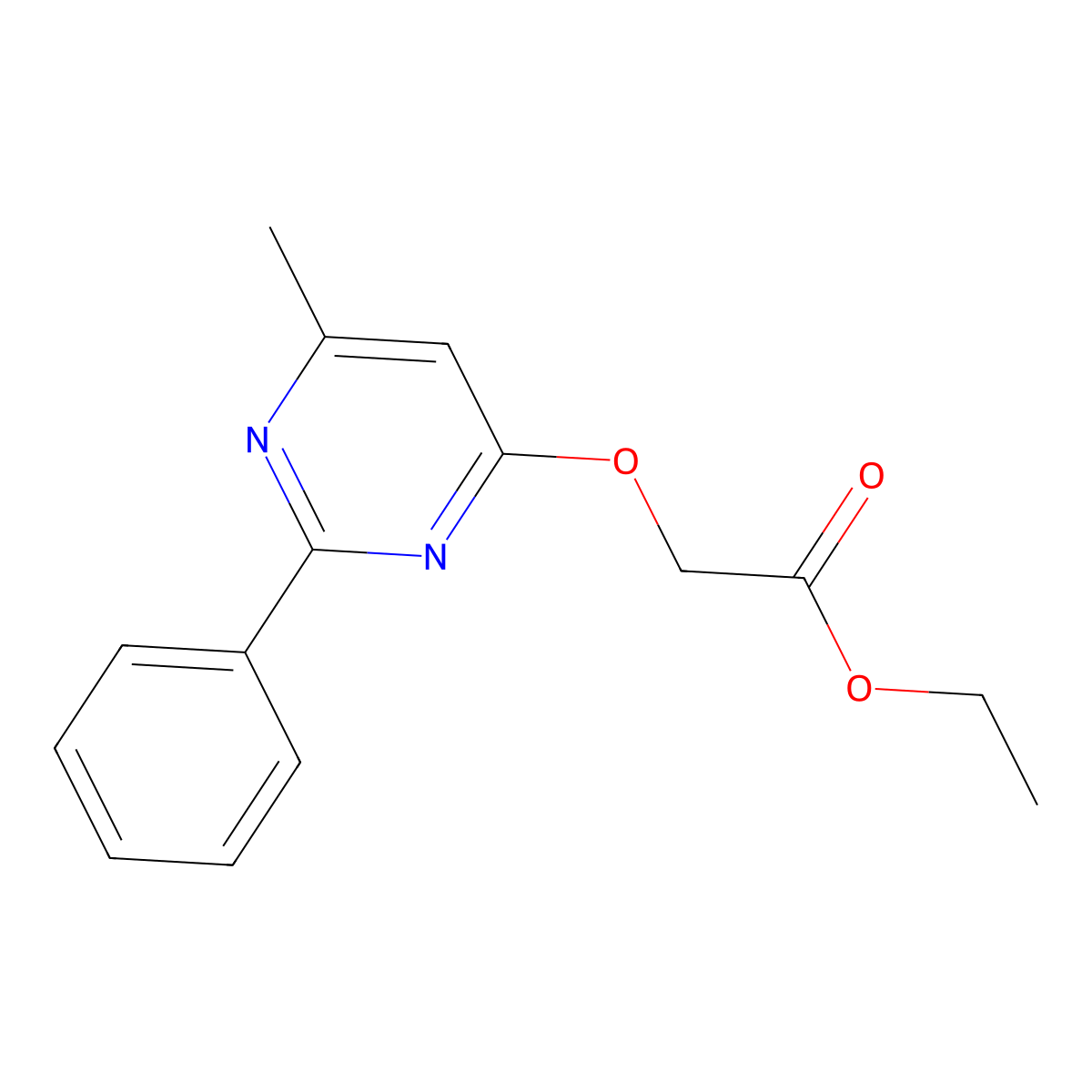 Ethyl 2-[(6-methyl-2-phenyl-4-pyrimidinyl)oxy]acetate molecular structure, CAS 861212-08-0