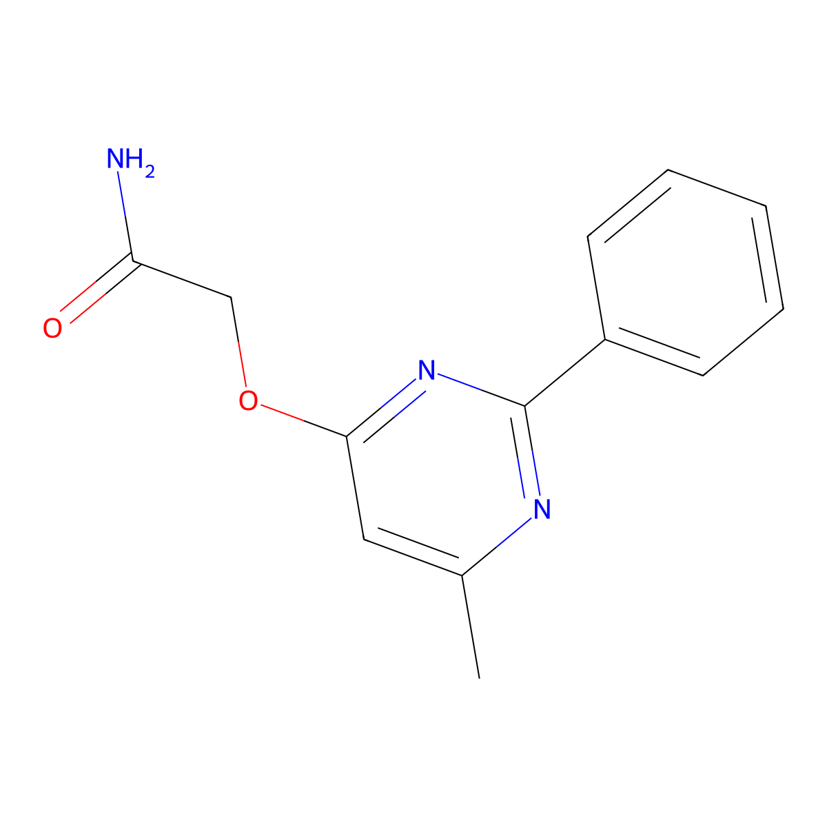 2-[(6-Methyl-2-phenyl-4-pyrimidinyl)oxy]acetamide molecular structure, CAS 861212-09-1