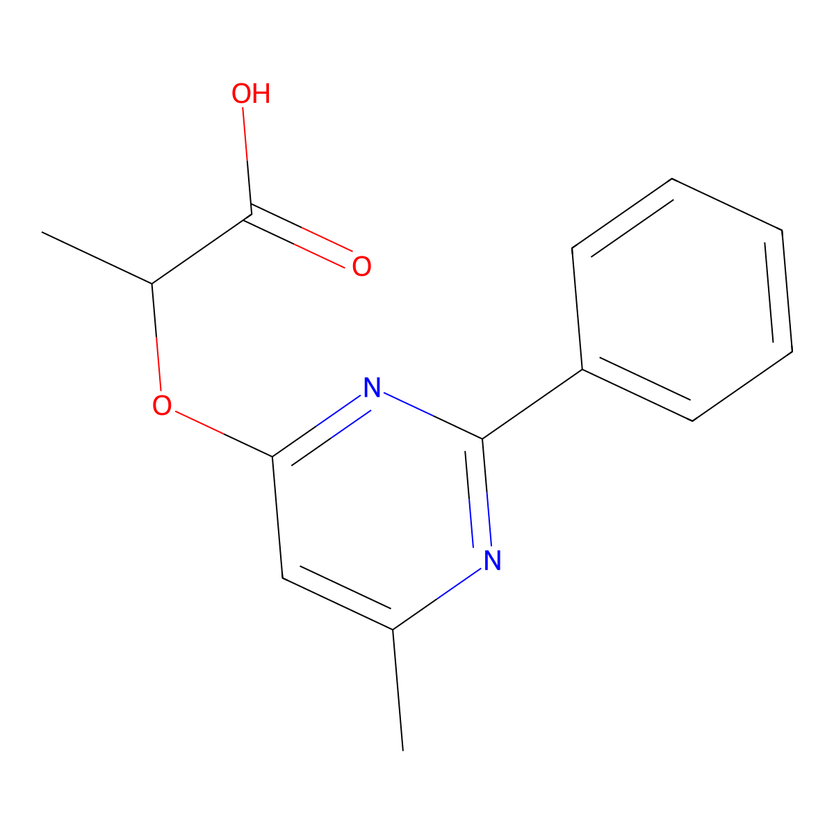 2-[(6-Methyl-2-phenyl-4-pyrimidinyl)oxy]propanoic acid molecular structure, CAS 861212-19-3