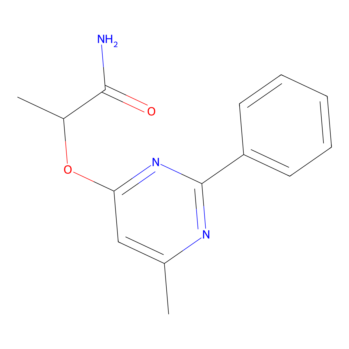 2-[(6-Methyl-2-phenyl-4-pyrimidinyl)oxy]propanamide molecular structure, CAS 861212-21-7