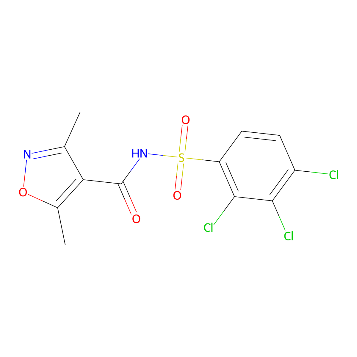 2,3,4-trichloro-N-[(3,5-dimethyl-4-isoxazolyl)carbonyl]benzenesulfonamide molecular structure, CAS 861212-30-8
