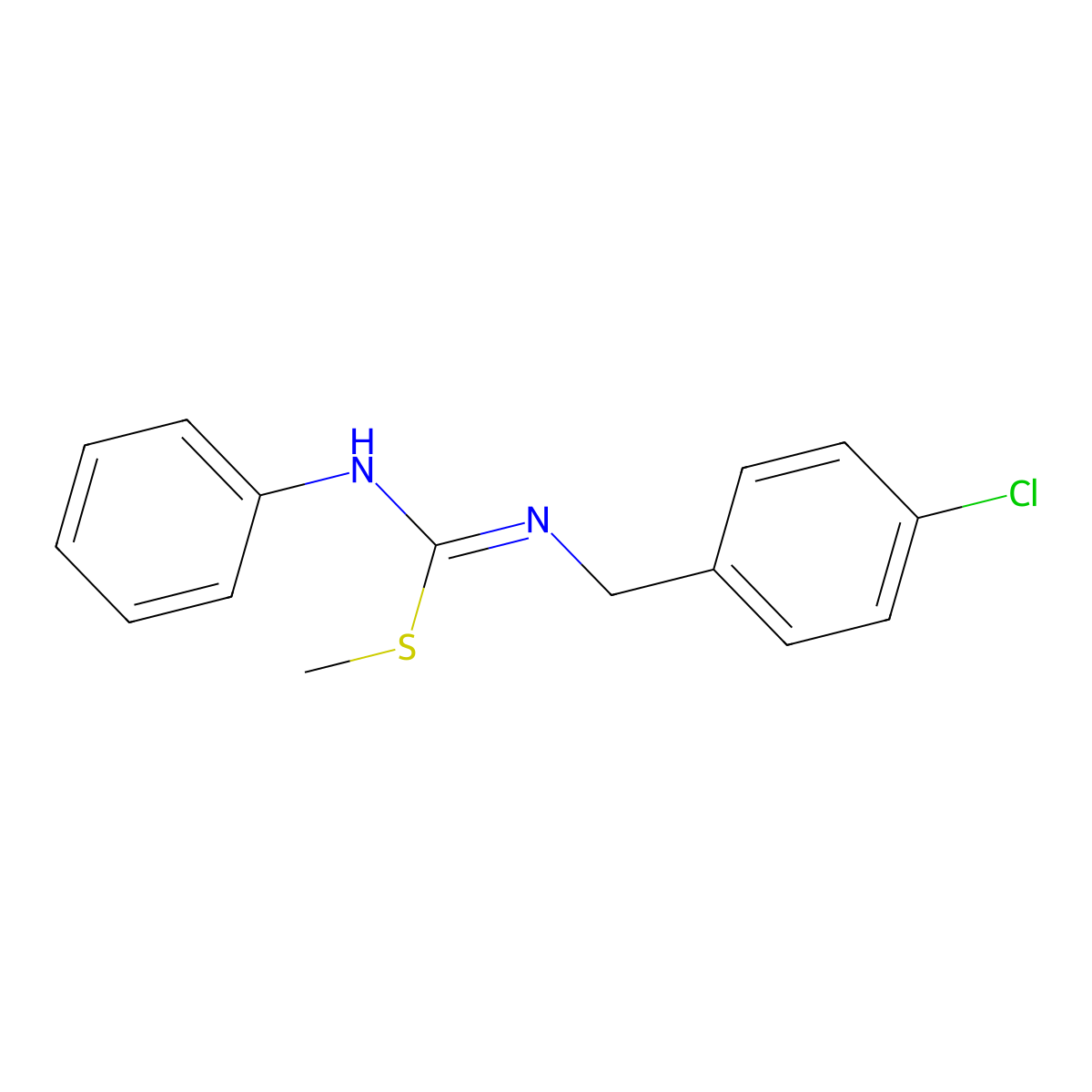 1-Chloro-4-({[(methylsulfanyl)(phenylimino)methyl]amino}methyl)benzene molecular structure, CAS 861212-31-9