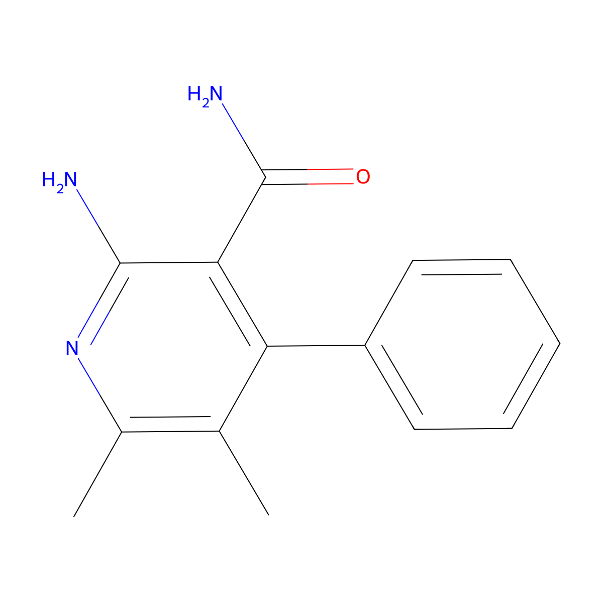 2-Amino-5,6-dimethyl-4-phenylpyridine-3-carboxamide molecular structure, CAS 861212-33-1