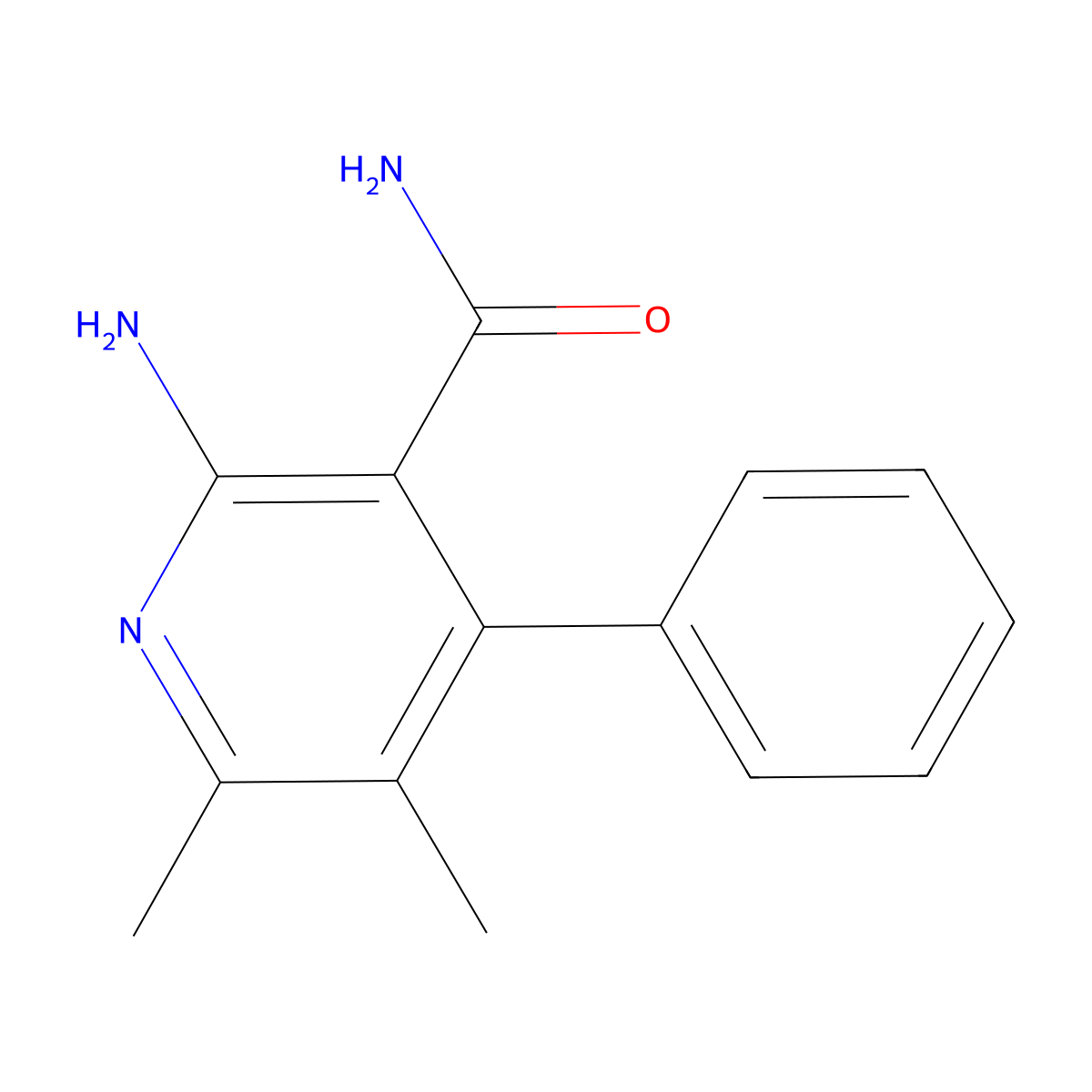 2-Amino-5,6-dimethyl-4-phenylpyridine-3-carboxamide molecular structure, CAS 861212-33-1