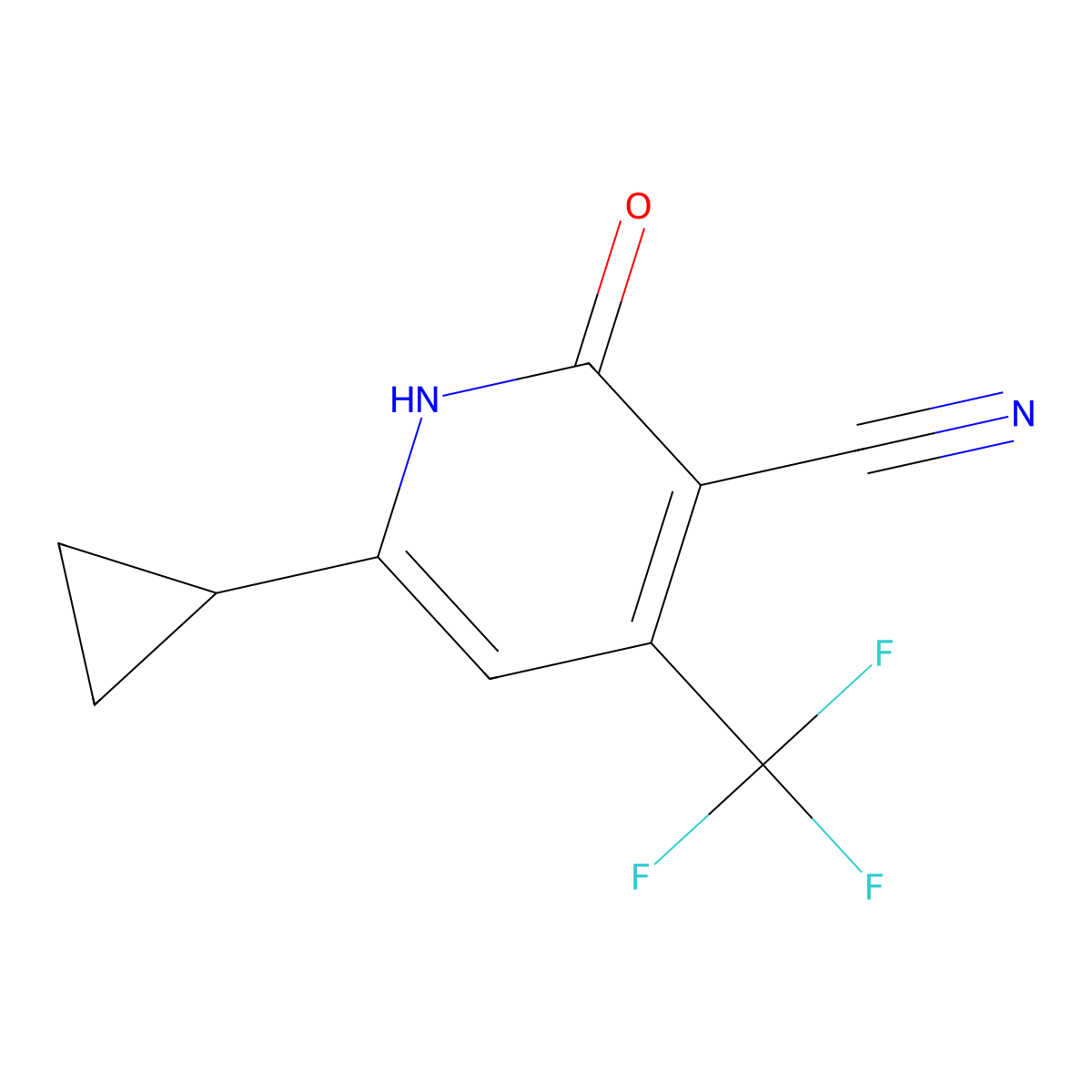 6-Cyclopropyl-2-oxo-4-(trifluoromethyl)-1,2-dihydro-3-pyridinecarbonitrile molecular structure, CAS 861212-38-6