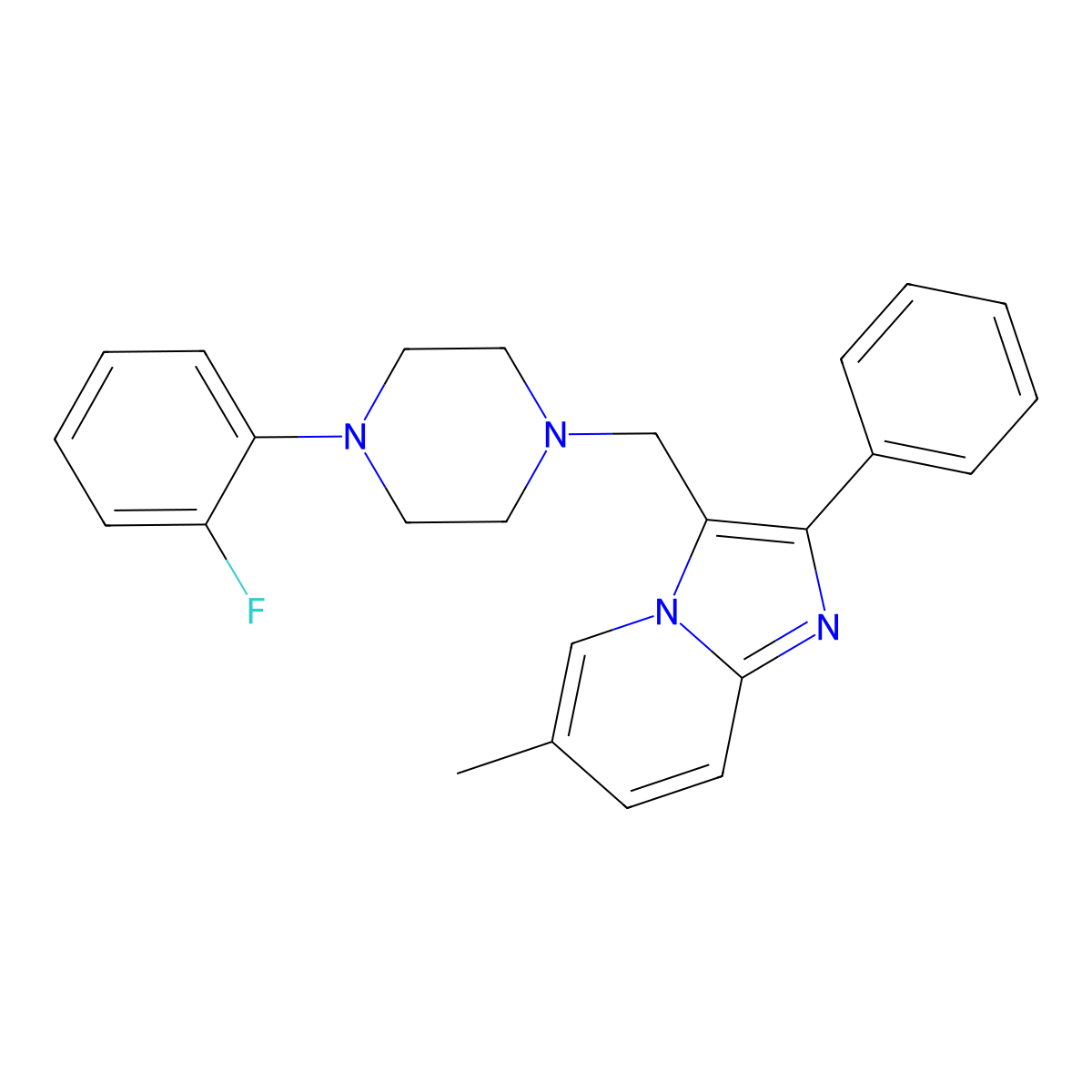 3-{[4-(2-Fluorophenyl)piperazino]methyl}-6-methyl-2-phenylimidazo[1,2-a]pyridine molecular structure, CAS 861212-40-0