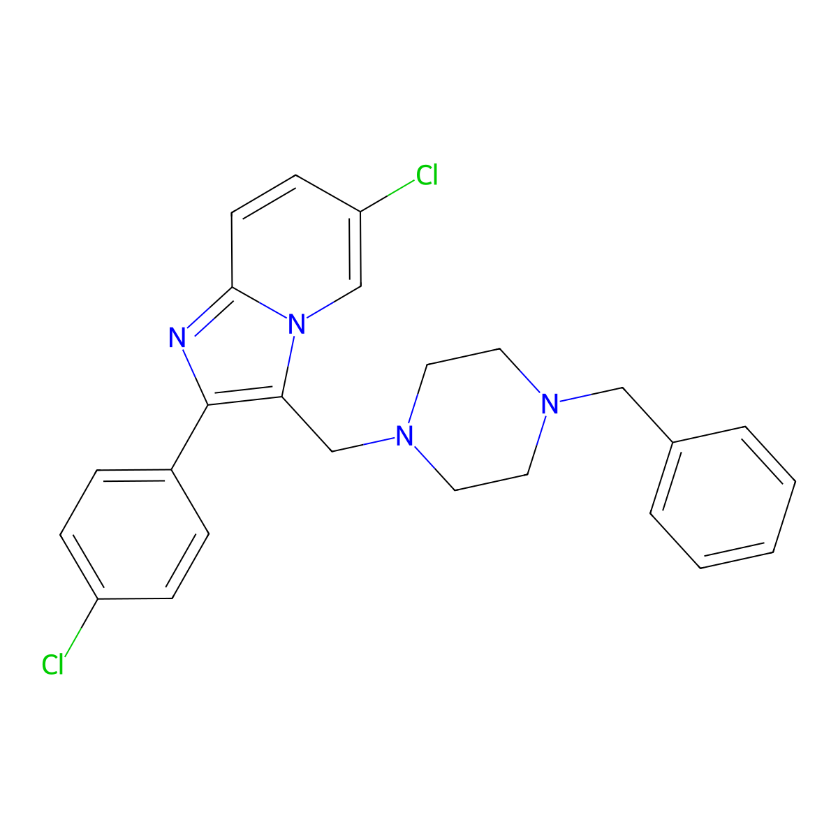 3-[(4-Benzylpiperazino)methyl]-6-chloro-2-(4-chlorophenyl)imidazo[1,2-a]pyridine molecular structure, CAS 861212-41-1