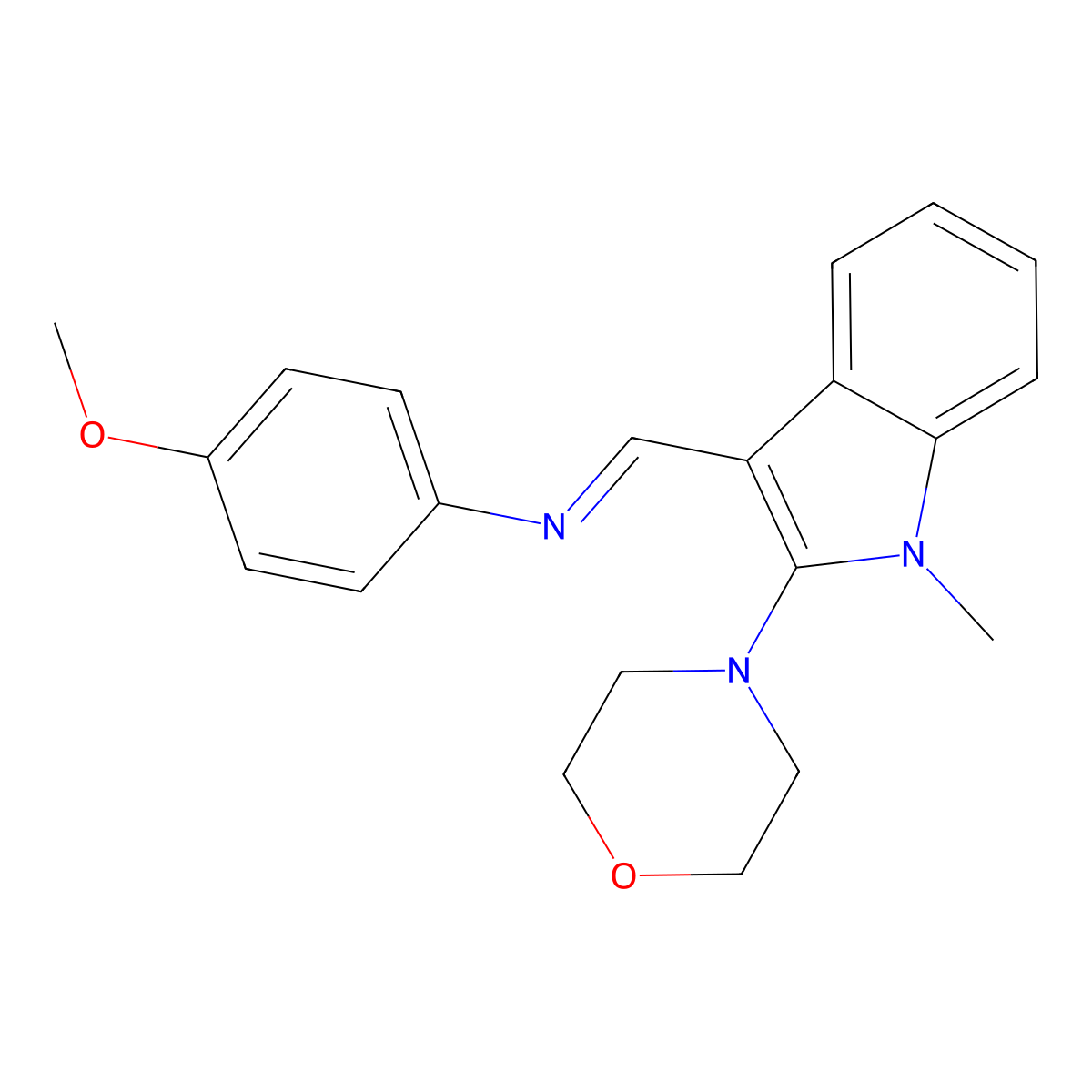 4-methoxy-N-[(E)-(1-methyl-2-morpholino-1H-indol-3-yl)methylidene]aniline molecular structure, CAS 861212-47-7