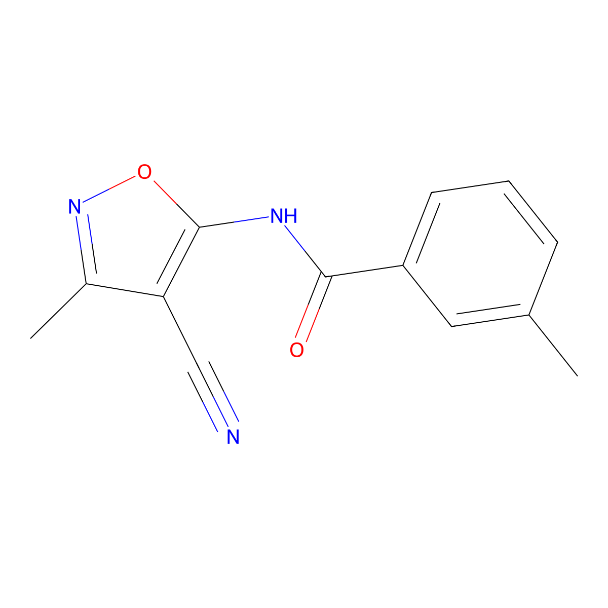 N-(4-cyano-3-methyl-1,2-oxazol-5-yl)-3-methylbenzamide molecular structure, CAS 861212-51-3