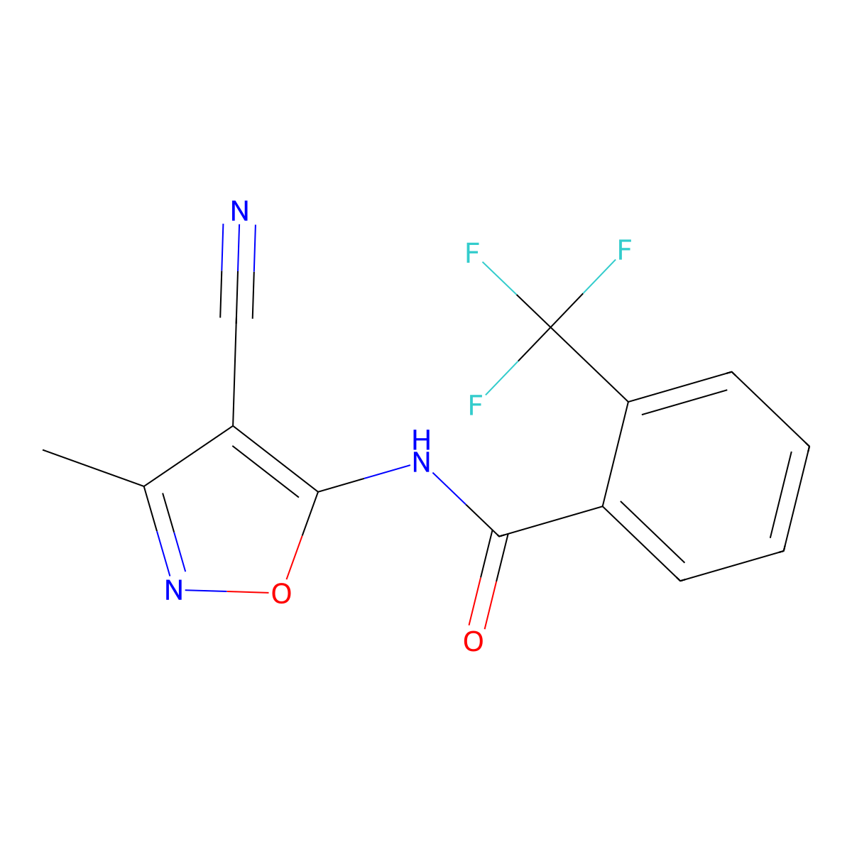 N-(4-cyano-3-methyl-5-isoxazolyl)-2-(trifluoromethyl)benzenecarboxamide molecular structure, CAS 861212-52-4