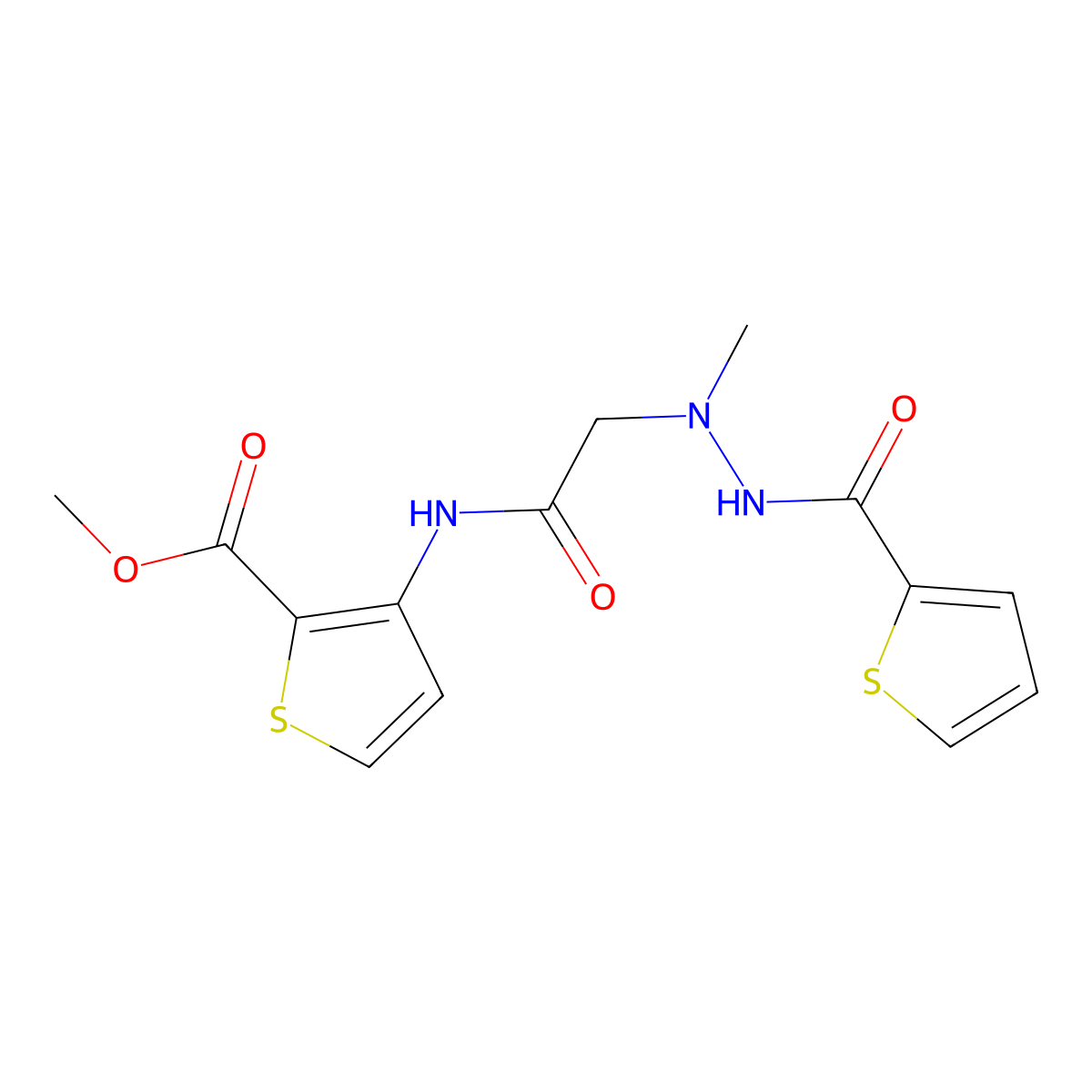 Methyl 3-({2-[1-methyl-2-(2-thienylcarbonyl)hydrazino]acetyl}amino)-2-thiophenecarboxylate molecular structure, CAS 861212-57-9