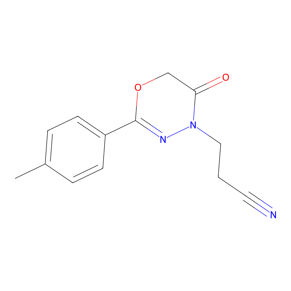 3-[2-(4-methylphenyl)-5-oxo-5,6-dihydro-4H-1,3,4-oxadiazin-4-yl]propanenitrile molecular structure, CAS 861212-61-5