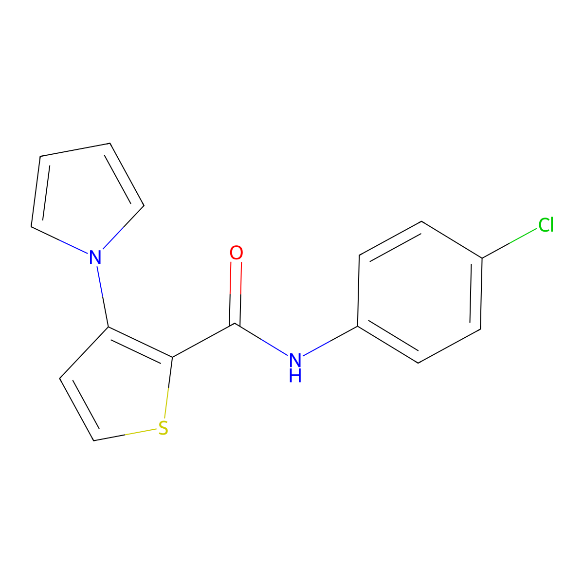 N-(4-chlorophenyl)-3-(1H-pyrrol-1-yl)-2-thiophenecarboxamide molecular structure, CAS 861212-69-3