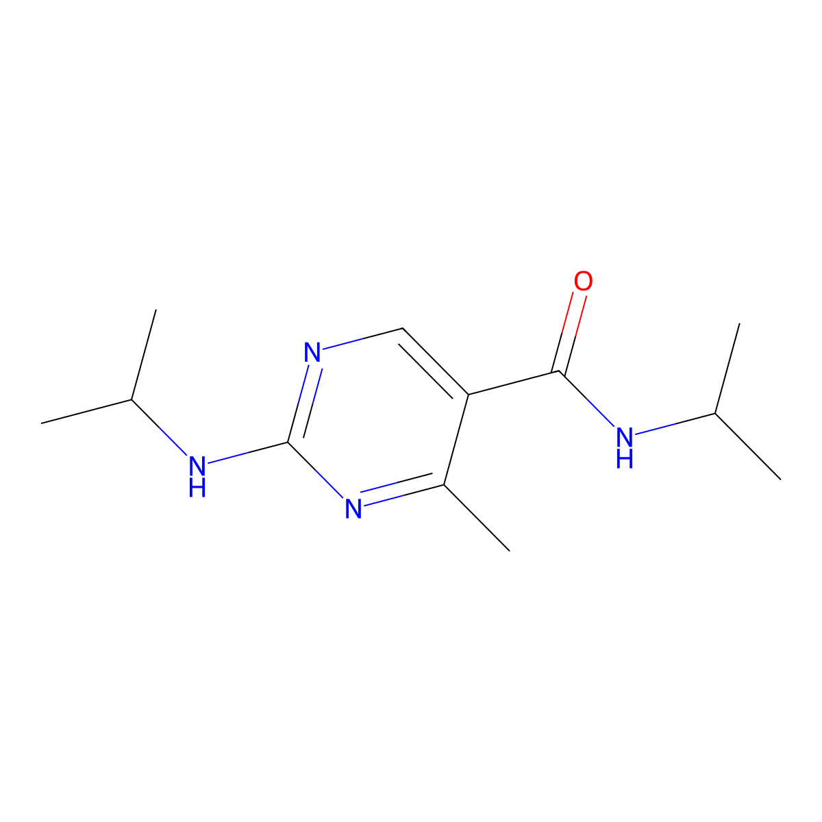 4-methyl-N-(propan-2-yl)-2-[(propan-2-yl)amino]pyrimidine-5-carboxamide molecular structure, CAS 861212-77-3