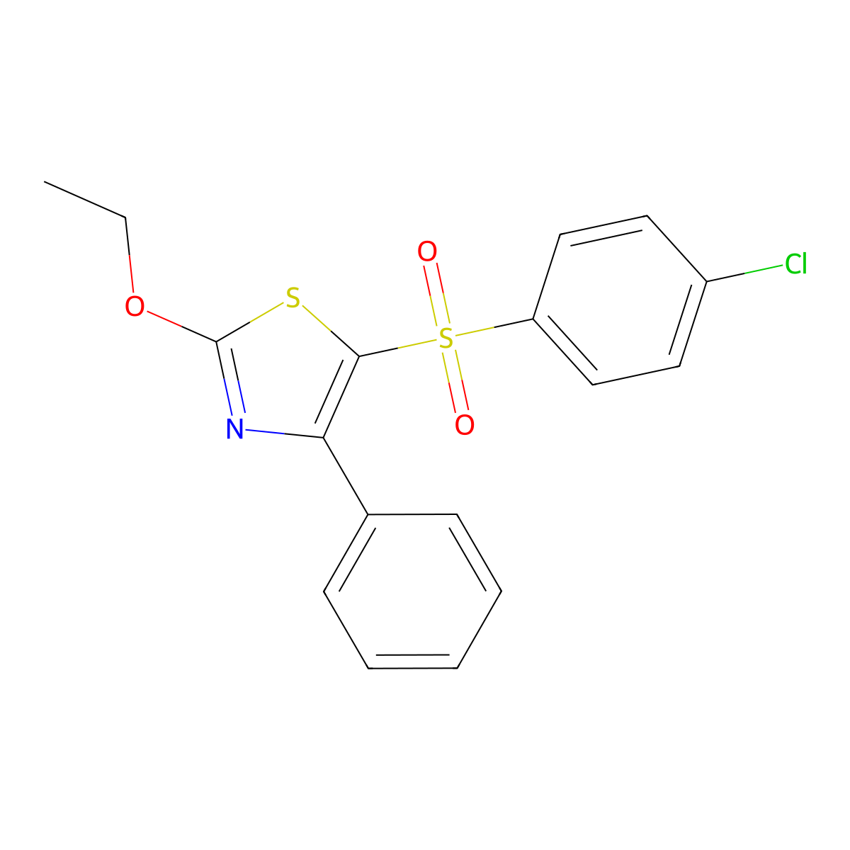 5-(4-Chlorophenyl)sulfonyl-2-ethoxy-4-phenyl-1,3-thiazole molecular structure, CAS 861212-80-8