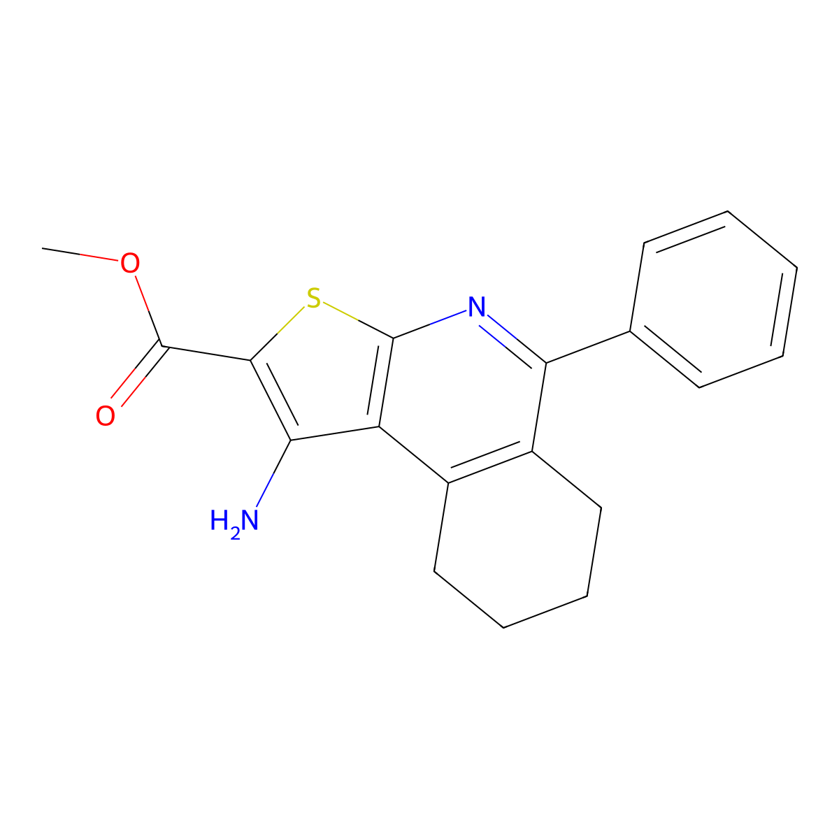 Methyl 1-amino-5-phenyl-6,7,8,9-tetrahydrothieno[2,3-c]isoquinoline-2-carboxylate molecular structure, CAS 861212-88-6