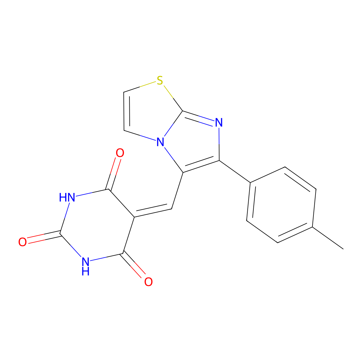 5-{[6-(4-methylphenyl)imidazo[2,1-b][1,3]thiazol-5-yl]methylene}-2,4,6(1H,3H,5H)-pyrimidinetrione molecular structure, CAS 861212-97-7