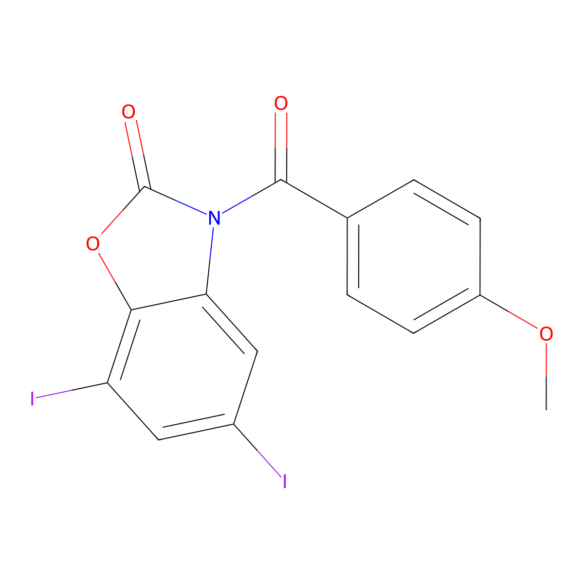 5,7-diiodo-3-(4-methoxybenzoyl)-1,3-benzoxazol-2(3H)-one molecular structure, CAS 861212-99-9