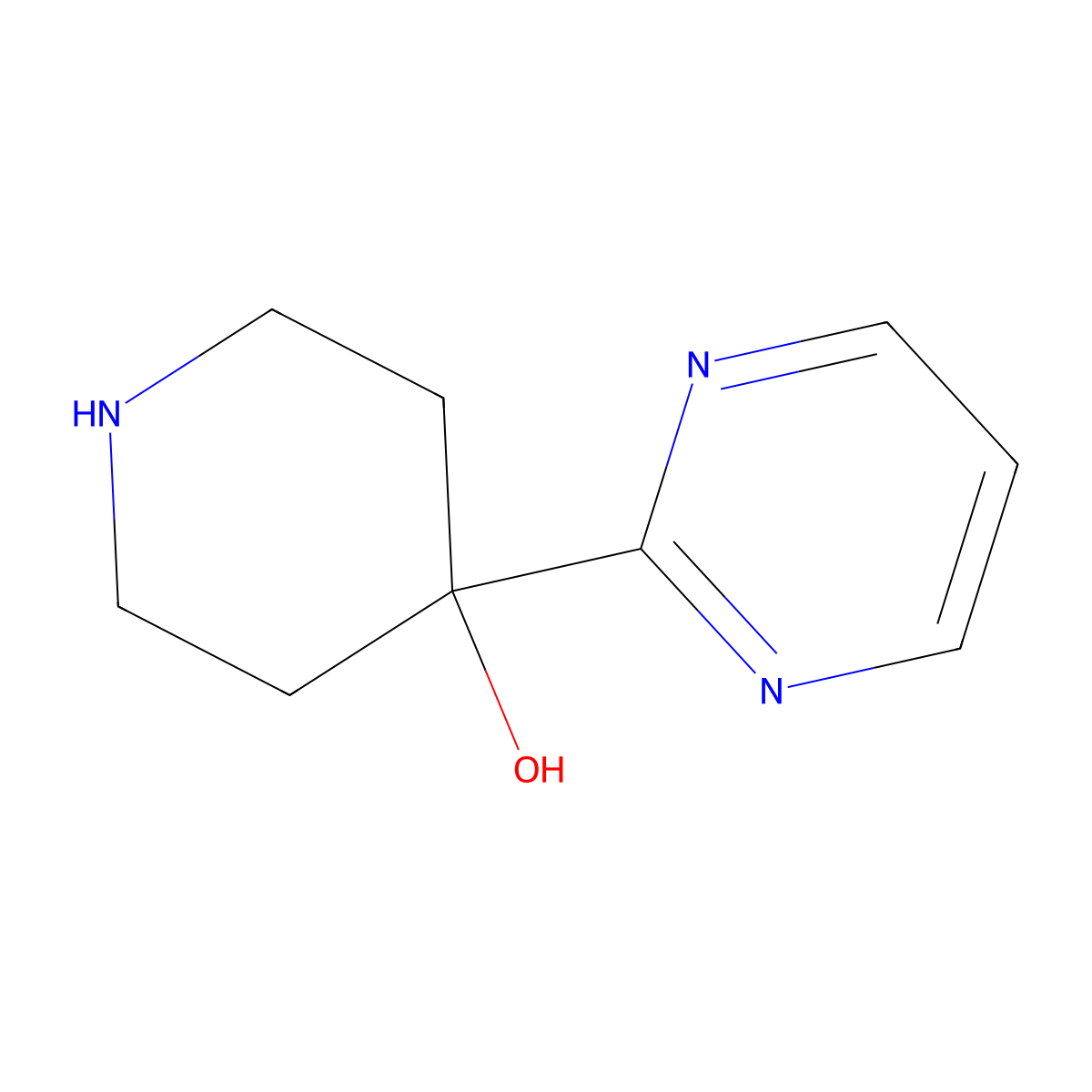 4-(Pyrimidin-2-yl)piperidin-4-ol molecular structure, CAS 861217-38-1