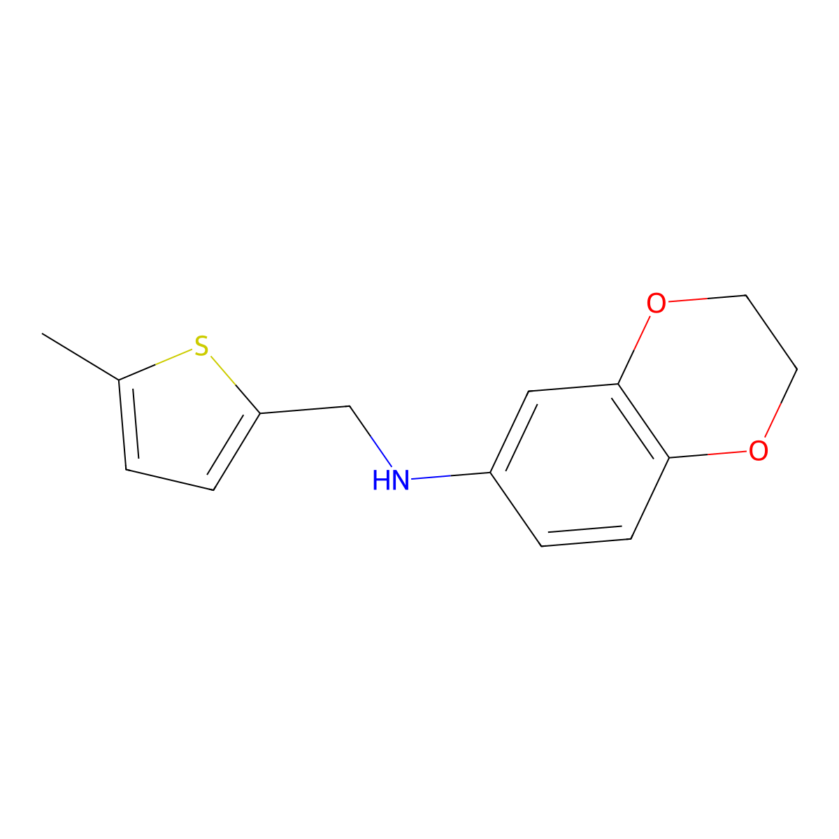 N-[(5-methylthiophen-2-yl)methyl]-2,3-dihydro-1,4-benzodioxin-6-amine molecular structure, CAS 861224-74-0