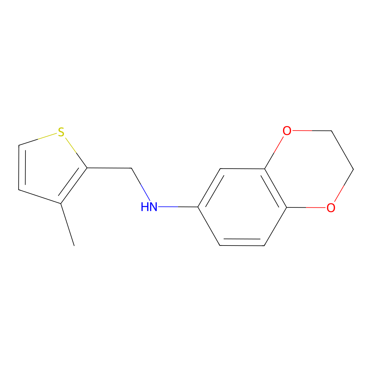 N-[(3-methylthiophen-2-yl)methyl]-2,3-dihydro-1,4-benzodioxin-6-amine molecular structure, CAS 861224-75-1