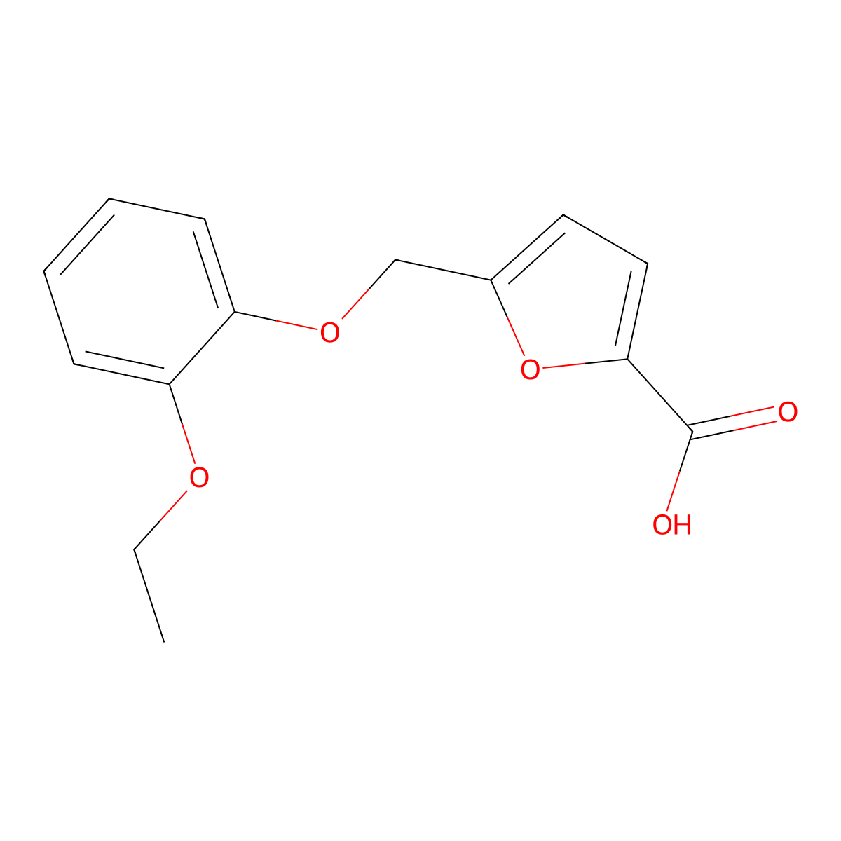 5-[(2-Ethoxyphenoxy)methyl]furan-2-carboxylic acid molecular structure, CAS 861225-12-9