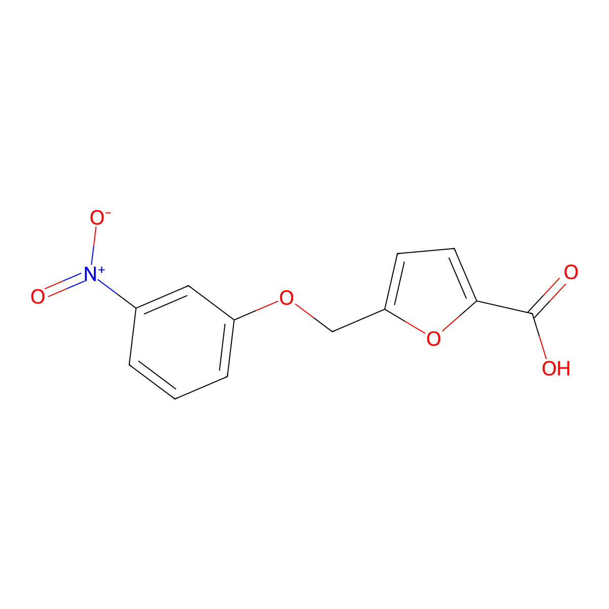 5-[(3-Nitrophenoxy)methyl]furan-2-carboxylic acid molecular structure, CAS 861225-55-0
