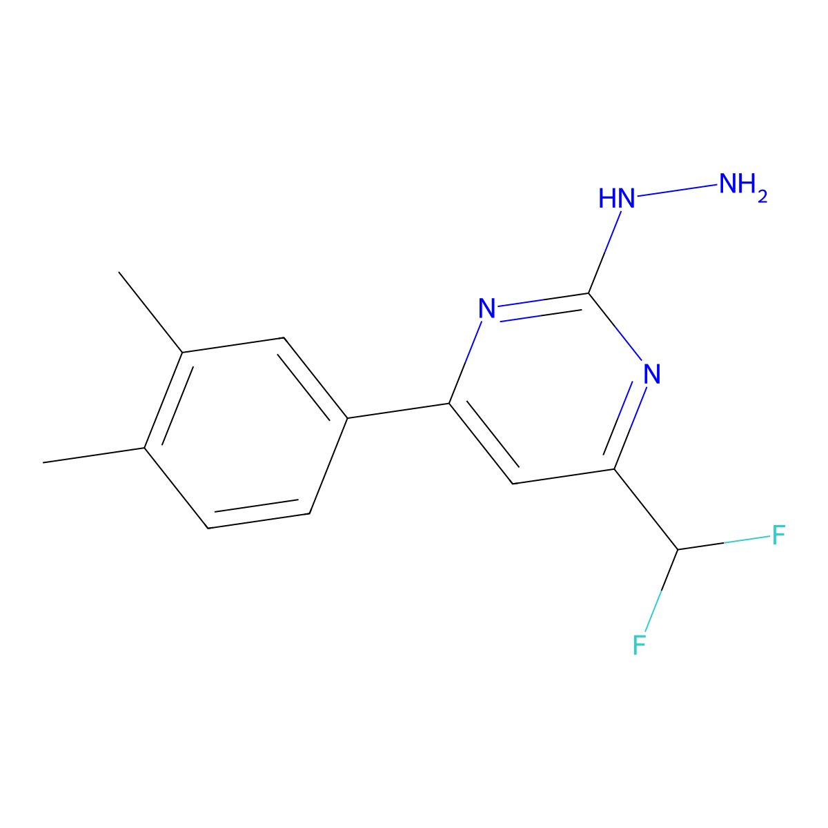 4-(Difluoromethyl)-6-(3,4-dimethylphenyl)-2-hydrazinylpyrimidine molecular structure, CAS 861225-97-0