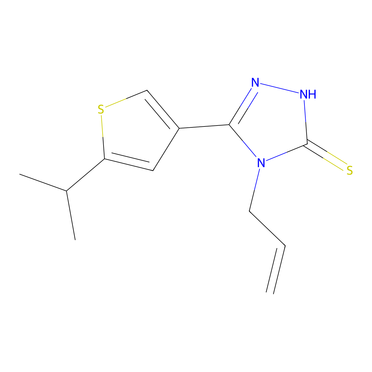 4-allyl-5-(5-isopropylthien-3-yl)-4H-1,2,4-triazole-3-thiol molecular structure, CAS 861226-49-5